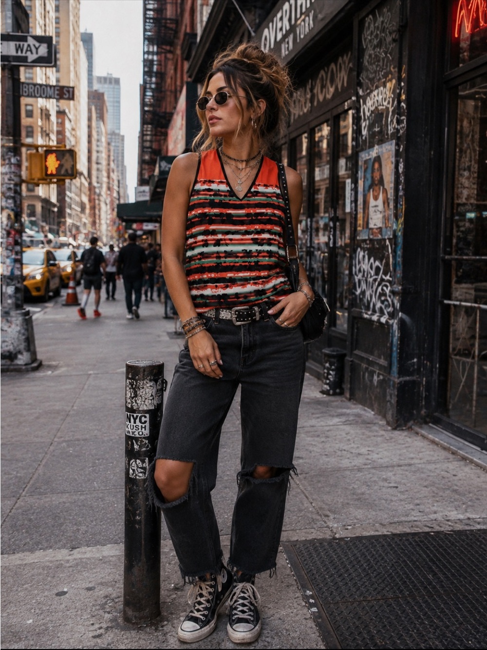 MY MICHELLE Orange Black Sleeveless Tank Top